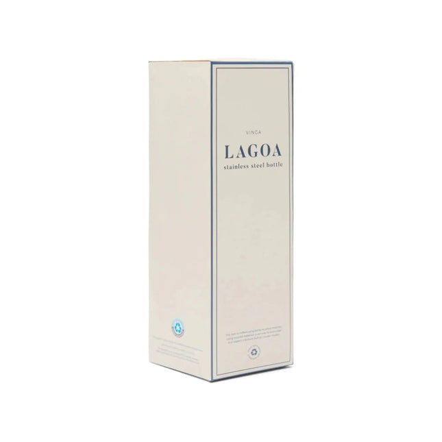Lagoa RCS Double Walled Vacuum Stainless Steel Bottle 600 Ml With Striped Pattern And White Silicone Handle - hospitality