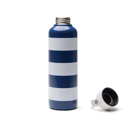Lagoa RCS Double Walled Vacuum Stainless Steel Bottle 600 Ml With Striped Pattern And White Silicone Handle - hospitality