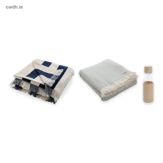 'Lake Swim' Kit – Yukari XL Deluxe Beach Towel, Hisako 4-Seasons Towel Blanket and Glass Hydration Bottle | Hospitality Trade Pack - CWDH