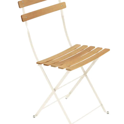Fermob Bistro Natural folding chair with black metal frame and wooden seat