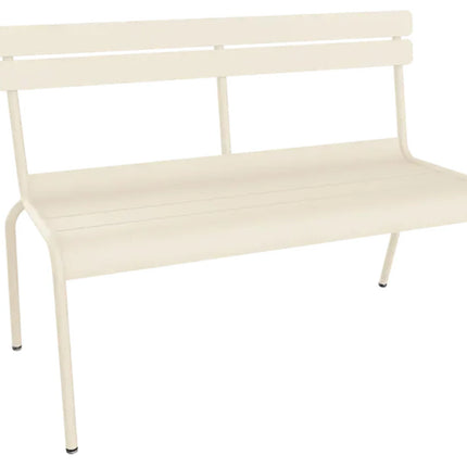 Fermob Luxembourg 2/3-seater outdoor metal bench with backrest in light green