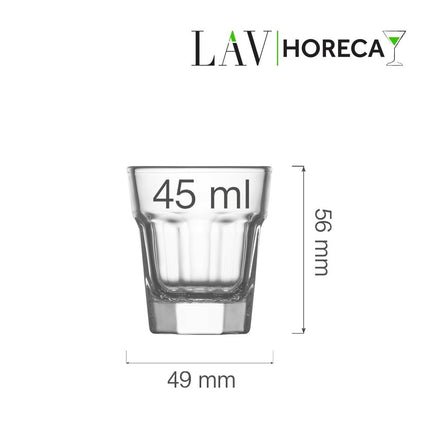 LAV Amsterdam Liqueur Glass 45 Ml - High Transparency Thick Cut Glass With Impact Resistance And Light Refraction - hospitality