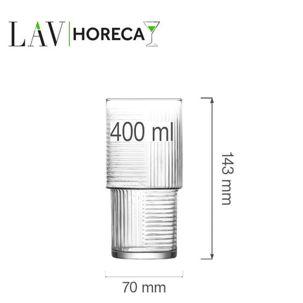 LAV Istanbul Long Drink Glass 400 ml - Elegant Durable Premium Glassware For Everyday Use - hospitality