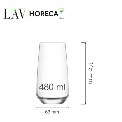 LAV Lyon Long Glass 480 Ml - Elegant Durable Glassware For Everyday Use Perfect For Entertaining And Daily Dining - hospitality
