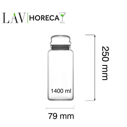 LAV Phuket Glass Jar With Lid 1400ml - Large Capacity For Breakfast Buffets And Hotel Catering - hospitality