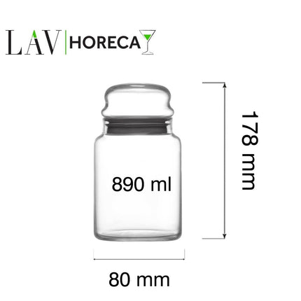 LAV Phuket Glass Jar With Lid 890ml - Elegant Storage For Fresh Ingredients In Hotels And Restaurants - hospitality