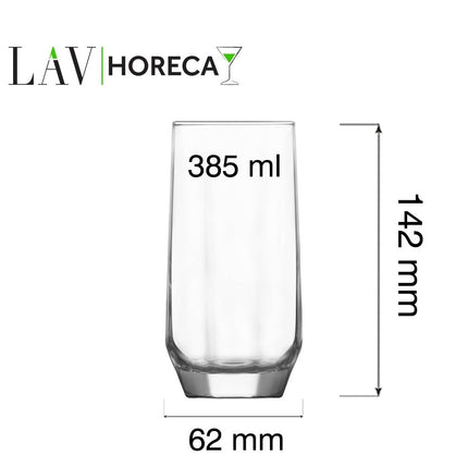 LAV Riga Long Drink Glass - 385ml Slim Ergonomic Design for Cocktails and Refreshments - hospitality