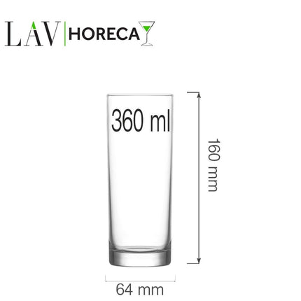 LAV Rotterdam Long Drink Glass 360 ml - Elegant Slim Design That Enhances Drink Color and Drinking Experience - hospitality