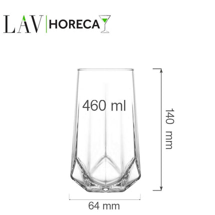 LAV Verona Long Drink Glass 460 Ml - Versatile Tall Glass For Cocktails And Drinks - hospitality