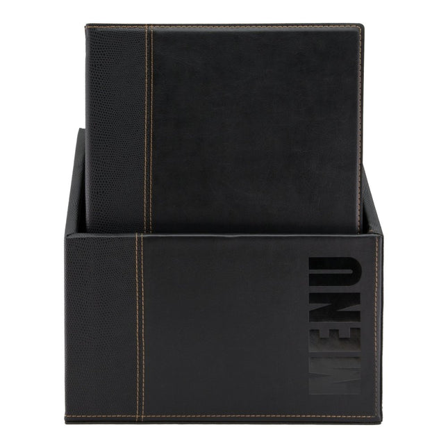 Leather style A4 menu holders in box 2 packs of 20 - hospitality
