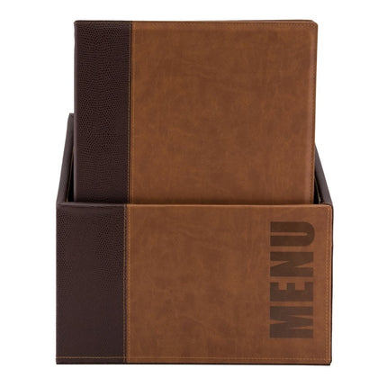 Leather style A4 menu holders in box 2 packs of 20 - hospitality