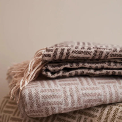 Leno Collection Jacquard Throw Exquisite Acrylic Craftsmanship With Subtle Geometric Pattern - hospitality