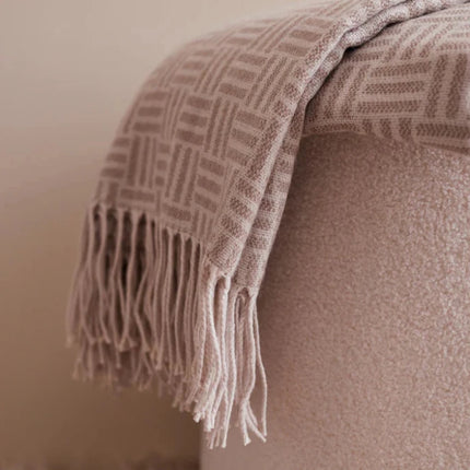 Leno Collection Jacquard Throw Exquisite Acrylic Craftsmanship With Subtle Geometric Pattern - hospitality