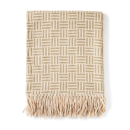 Leno Collection Jacquard Throw Exquisite Acrylic Craftsmanship With Subtle Geometric Pattern - hospitality