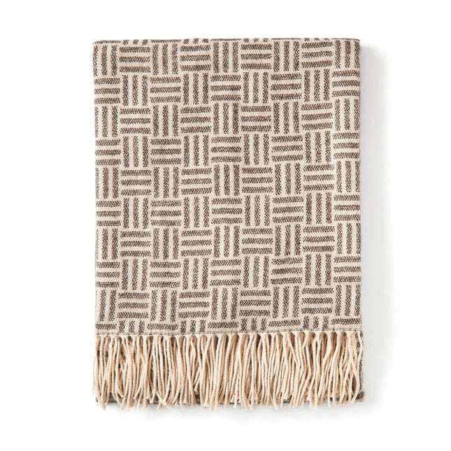 Leno Collection Jacquard Throw Exquisite Acrylic Craftsmanship With Subtle Geometric Pattern - hospitality