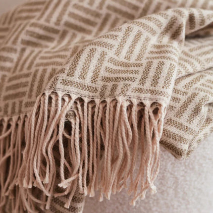 Leno Collection Jacquard Throw Exquisite Acrylic Craftsmanship With Subtle Geometric Pattern - hospitality