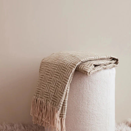 Leno Collection Jacquard Throw Exquisite Acrylic Craftsmanship With Subtle Geometric Pattern - hospitality