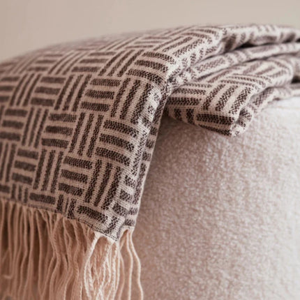 Leno Collection Jacquard Throw Exquisite Acrylic Craftsmanship With Subtle Geometric Pattern - hospitality