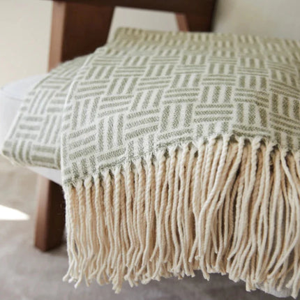 Leno Collection Jacquard Throw Exquisite Acrylic Craftsmanship With Subtle Geometric Pattern - hospitality