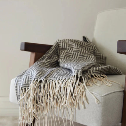 Leno Collection Jacquard Throw Exquisite Acrylic Craftsmanship With Subtle Geometric Pattern - hospitality
