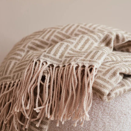 Leno Collection Jacquard Throw Exquisite Acrylic Craftsmanship With Subtle Geometric Pattern - hospitality