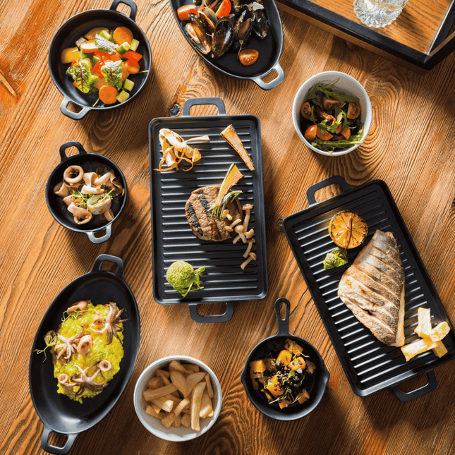 Little Chef melamine mini rectangular griddle pan, 320x162x(H)20mm - hospitality