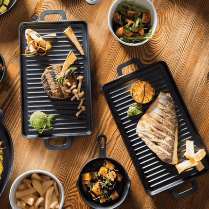 Little Chef melamine mini rectangular griddle pan, 320x162x(H)20mm - hospitality