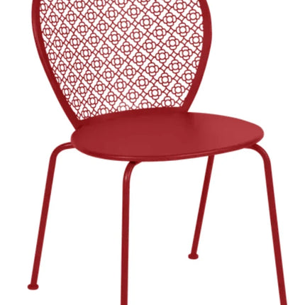 Black Fermob Lorette outdoor metal chair with a black cherry finish