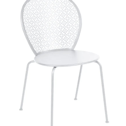 Ice mint Fermob Lorette metal outdoor chair with curved backrest and slender legs