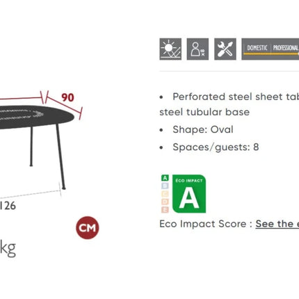 LORETTE Oval Table 160 x 90 cm - hospitality