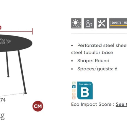 LORETTE Round Garden Table Ø110 CM - hospitality