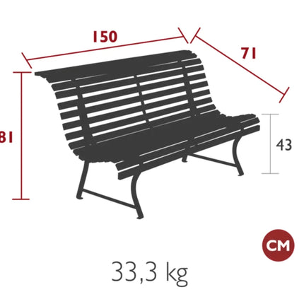 Louisiane 150cm Outdoor Bench - Custom Wood DesignsFermob Louisiane 150cm outdoor folding bench in steel with lemon frost finish