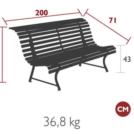 Louisiane 200cm Outdoor Bench 4 Seater - Custom Wood DesignsFermob Louisiane 200cm outdoor folding metal bench in antracite