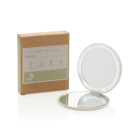 Lumora RCS recycled plastic LED re-chargeable make-up mirror - hospitality