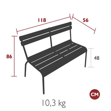 Luxembourg 2/3-seater Bench with backrest - hospitality