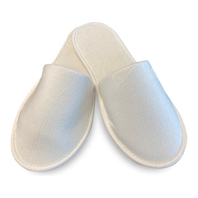 Luxury Double-Layer Waffle Hotel Slippers – Closed toe