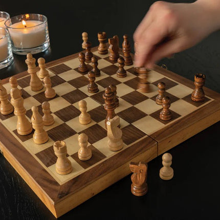 Luxury wooden foldable chess set - hospitality