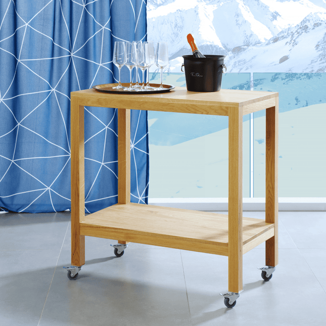 Fine Dine Madeira oak waiter's trolley, 820x460x(h)850 mm – melamine tableware for hotels & restaurants, Ireland