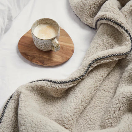 Main Collection GRS Recycled Double Pile Blanket Crafted From Premium Polyester With Tailored Piping - hospitality