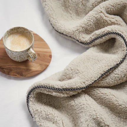 Main Collection GRS Recycled Double Pile Blanket Crafted From Premium Polyester With Tailored Piping - hospitality