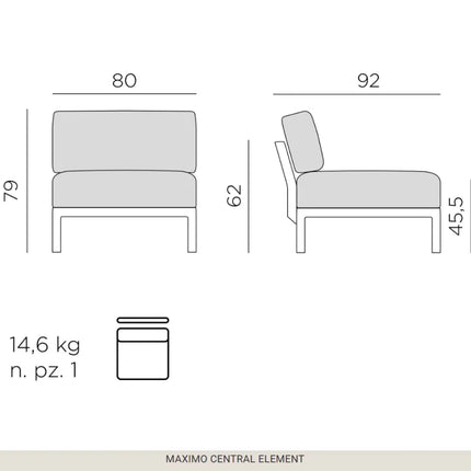 Maximo Modular Centre Seat Sofa Middle - hospitality