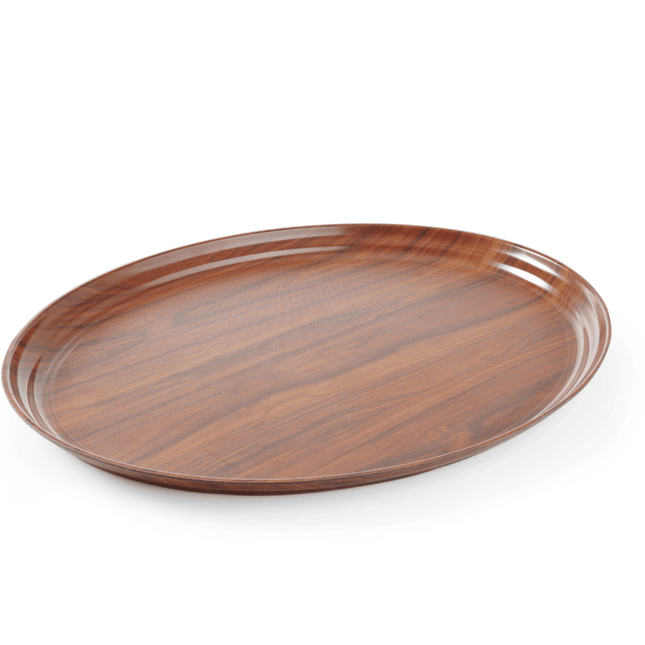 Montana Non-slip Surface Tray, walnut- oval, 290 x 210mm - hospitality