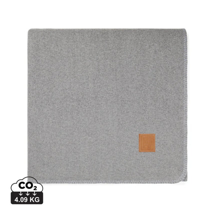 Moulto GRS RPET Blanket From The Atelier Collection In Two Tone With Luxuriously Soft Langetting Stitch And PU Badge - hospitality