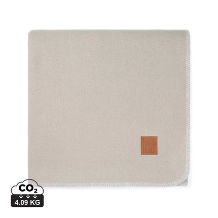 Moulto GRS RPET Blanket From The Atelier Collection In Two Tone With Luxuriously Soft Langetting Stitch And PU Badge - hospitality