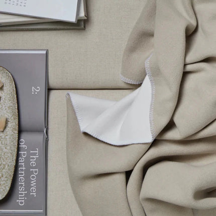 Moulto GRS RPET Blanket From The Atelier Collection In Two Tone With Luxuriously Soft Langetting Stitch And PU Badge - hospitality