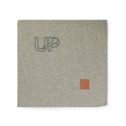 Moulto GRS RPET Blanket From The Atelier Collection In Two Tone With Luxuriously Soft Langetting Stitch And PU Badge - hospitality