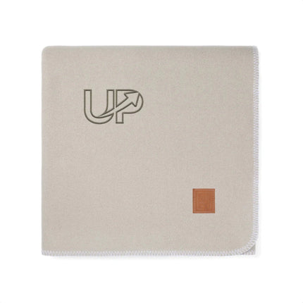Moulto GRS RPET Blanket From The Atelier Collection In Two Tone With Luxuriously Soft Langetting Stitch And PU Badge - hospitality