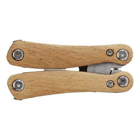 Set of 25 medium wooden multi-tools with 12 functions by Custom Wood Designs, featuring smooth wooden handles and detailed craftsmanship.