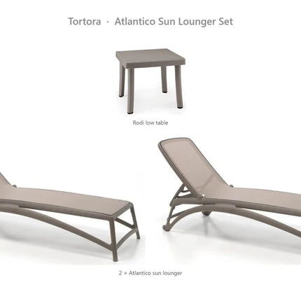 Nardi Atlantico Sun Lounger Set - 2 Atlantico Sun Loungers + Rodi Low Table - hospitality