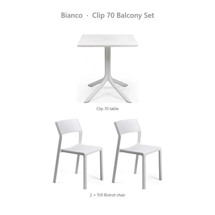 Nardi Clip 70 Balcony Set - Clip 70 Table + 2 Trill Bistrot Chairs - hospitality